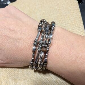 Paparazzi "Jungle Jubilee" brown and silver beaded multi-strand bracelet set